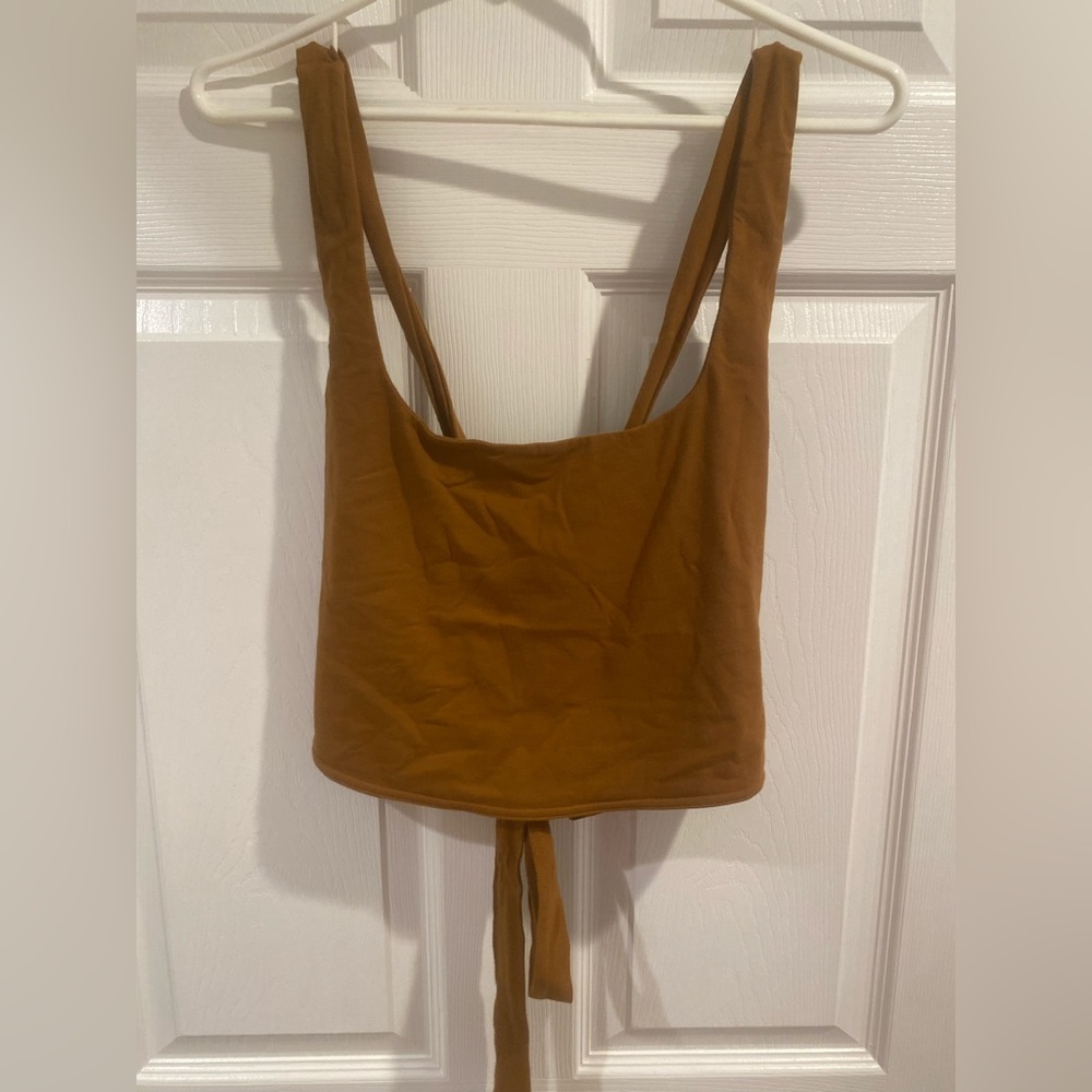 Free people beach brown crop top with tie back
